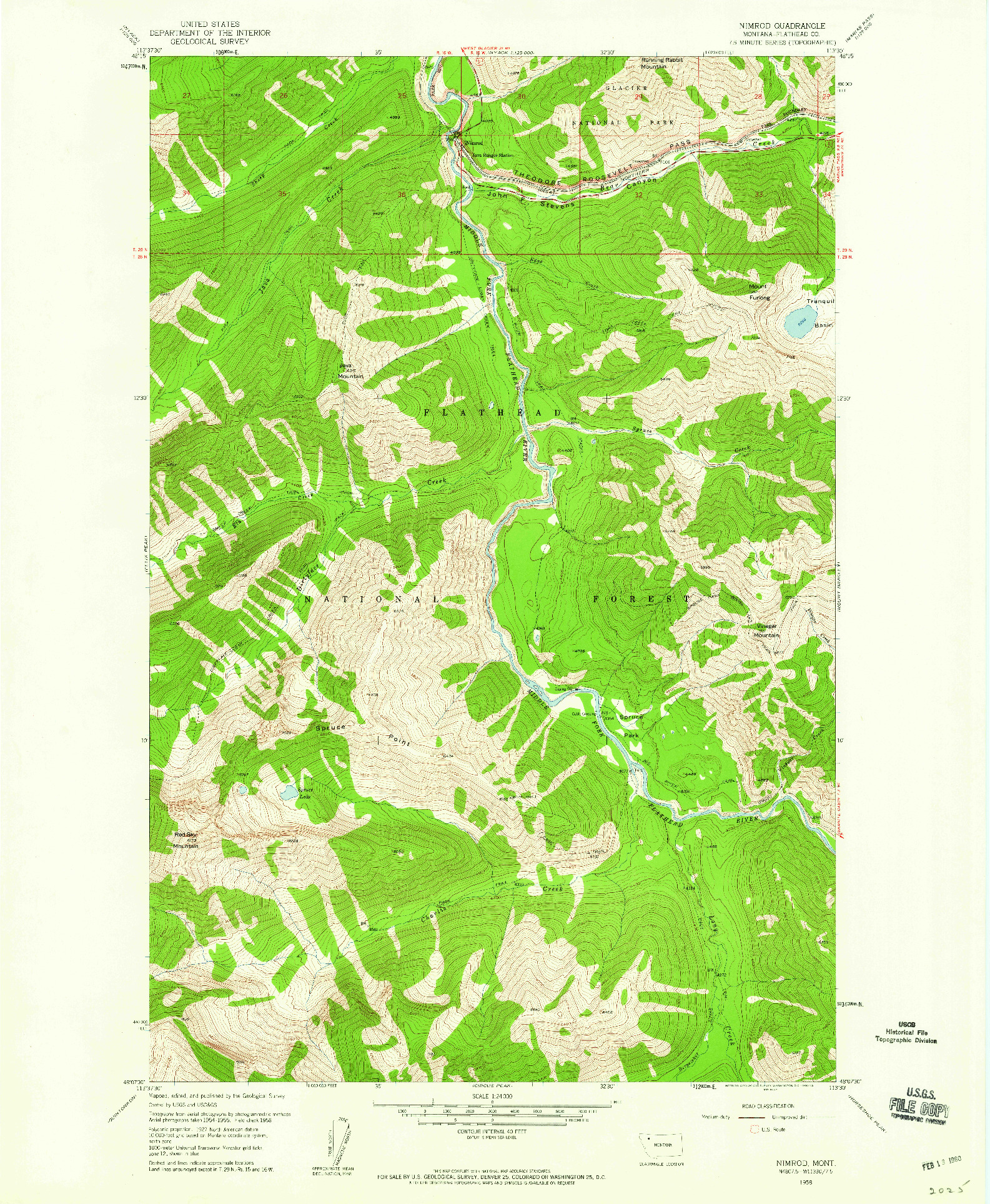 USGS 1:24000-SCALE QUADRANGLE FOR NIMROD, MT 1958