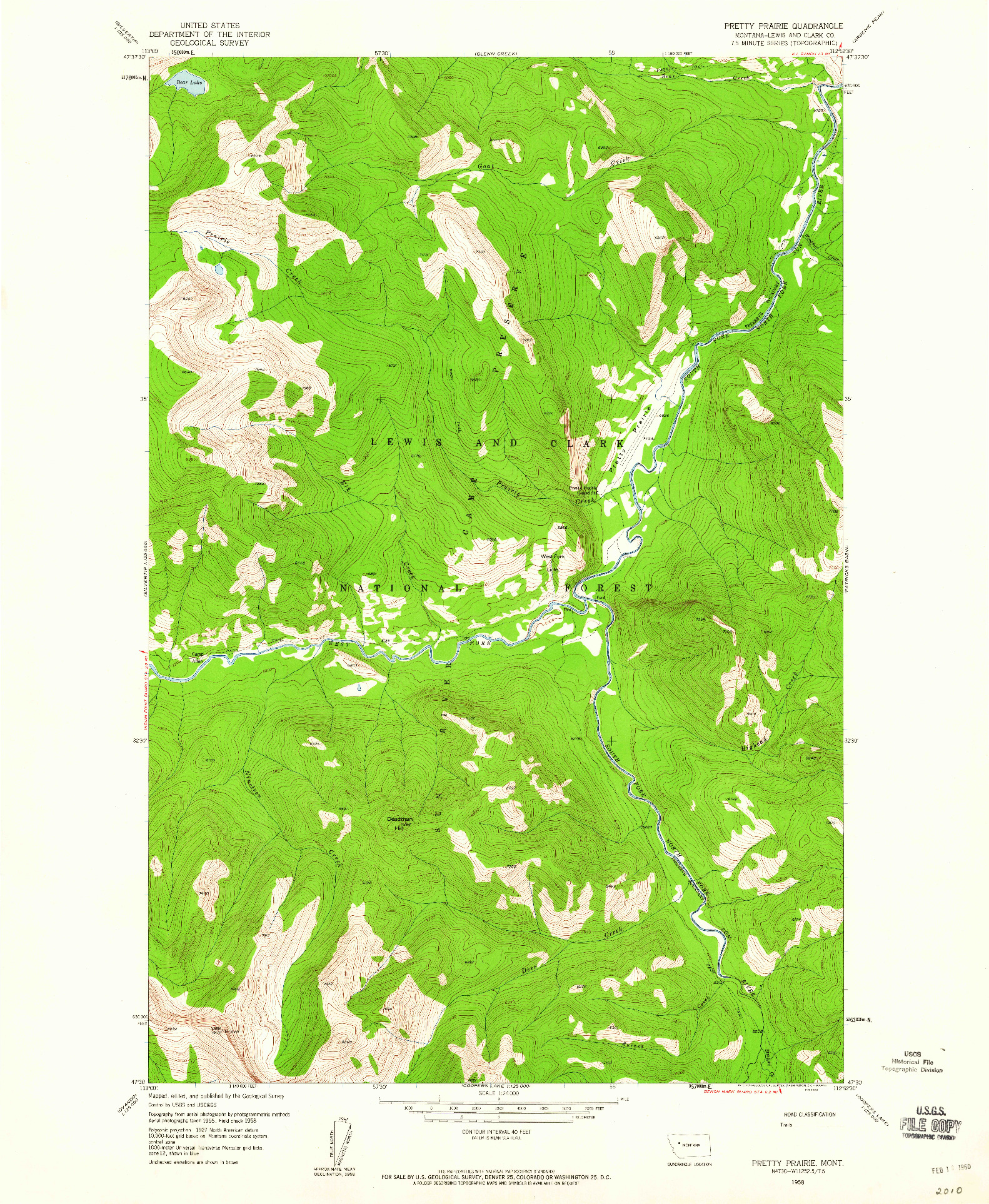 USGS 1:24000-SCALE QUADRANGLE FOR PRETTY PRAIRIE, MT 1958