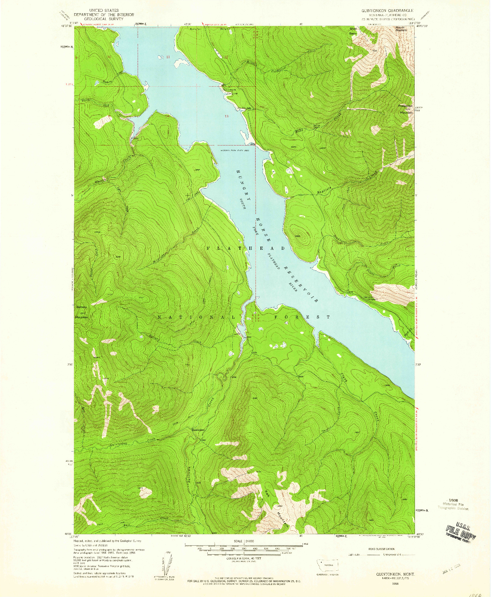 USGS 1:24000-SCALE QUADRANGLE FOR QUINTONKON, MT 1958