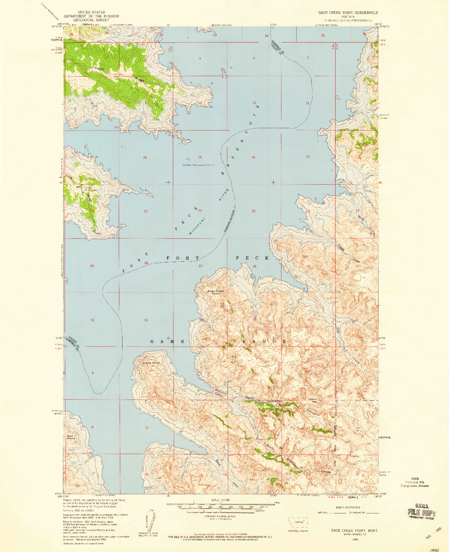 USGS 1:24000-SCALE QUADRANGLE FOR SAGE CREEK POINT, MT 1958