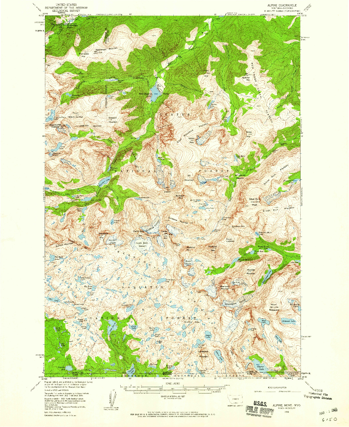 USGS 1:62500-SCALE QUADRANGLE FOR ALPINE, MT 1956