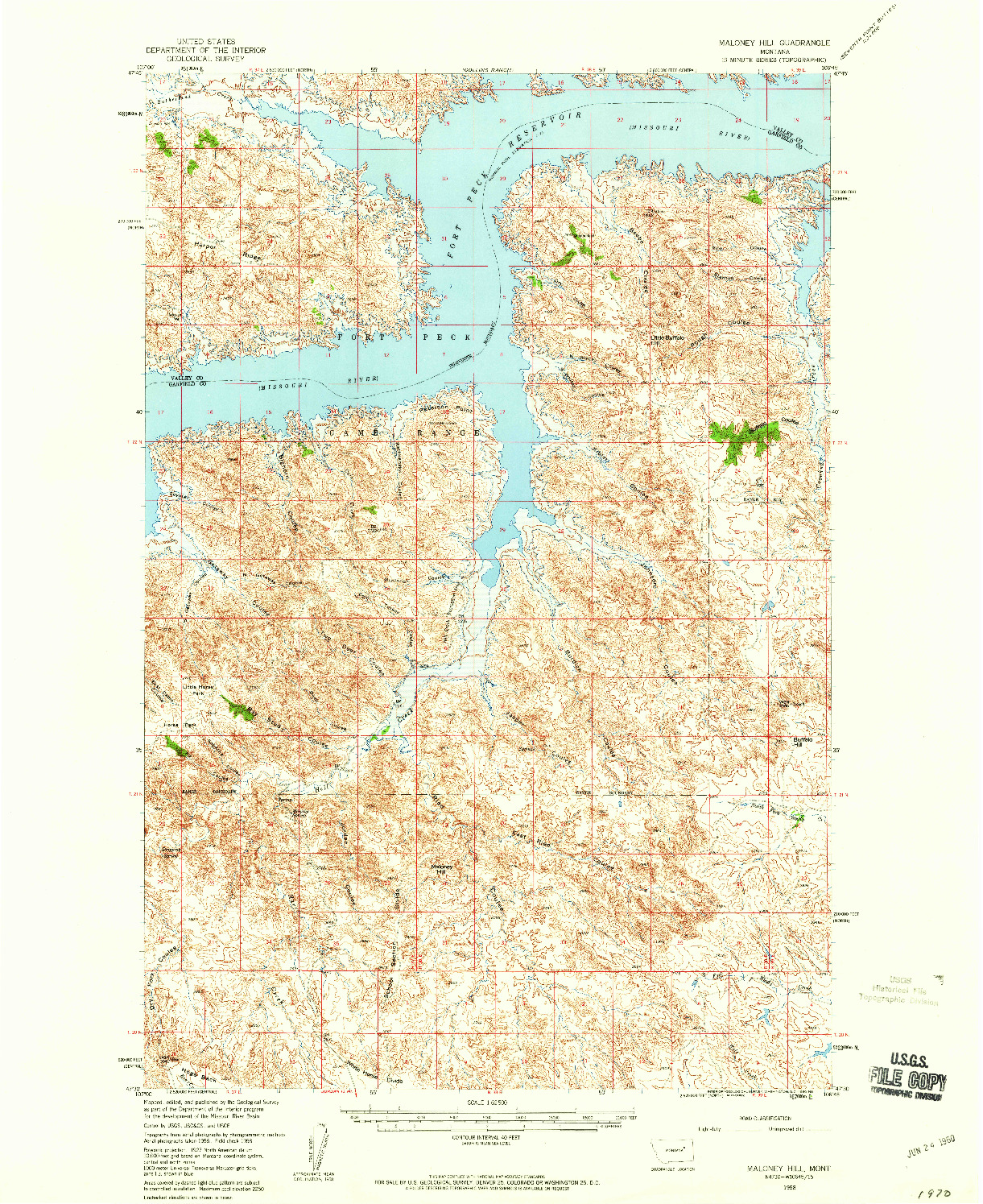 USGS 1:62500-SCALE QUADRANGLE FOR MALONEY HILL, MT 1958