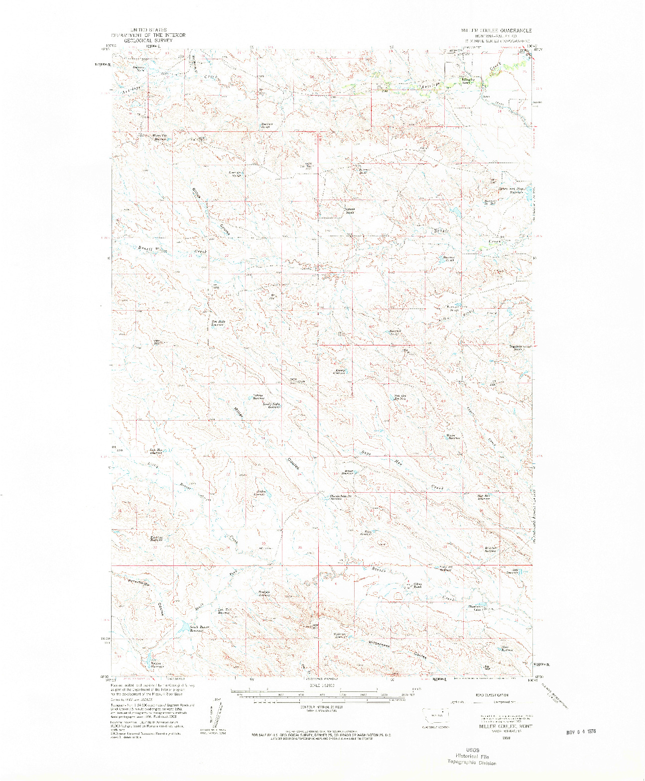 USGS 1:62500-SCALE QUADRANGLE FOR MILLER COULEE, MT 1958