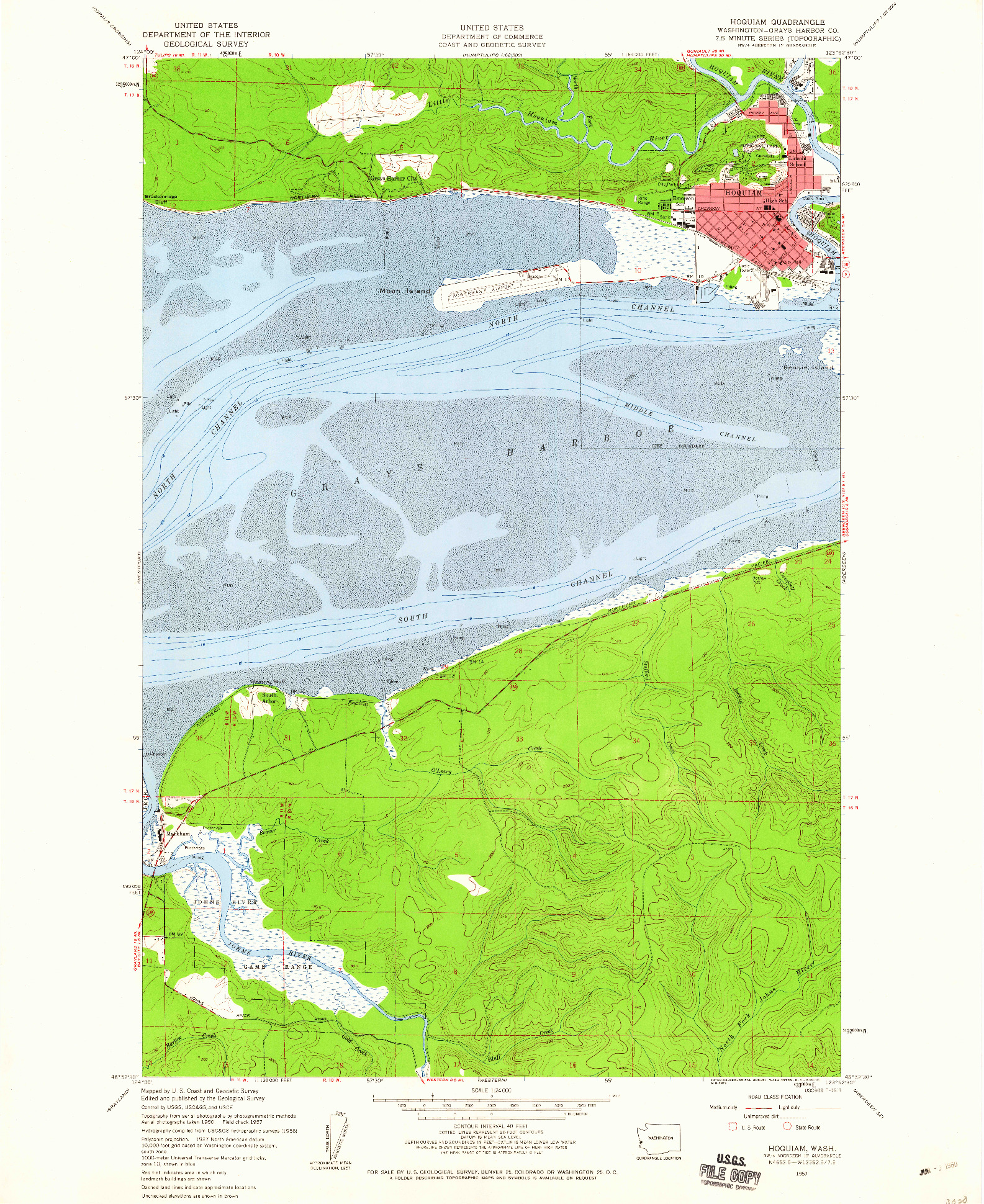 USGS 1:24000-SCALE QUADRANGLE FOR HOQUIAM, WA 1957