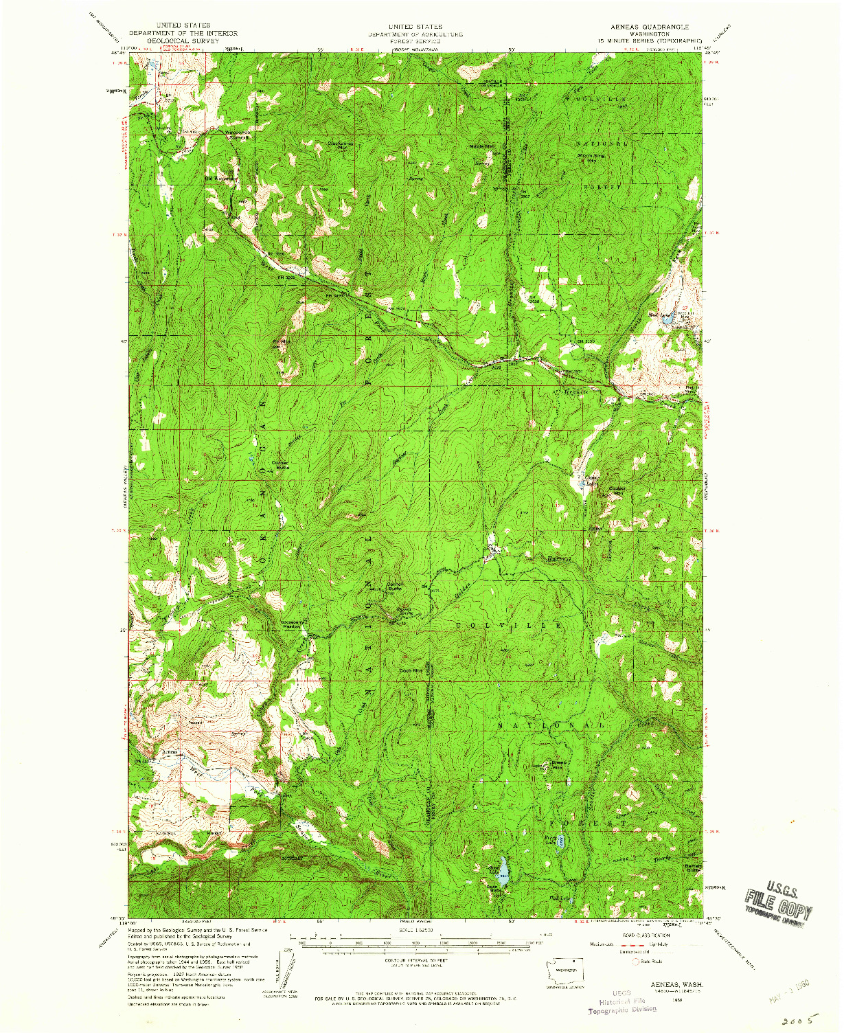 USGS 1:62500-SCALE QUADRANGLE FOR AENEAS, WA 1958