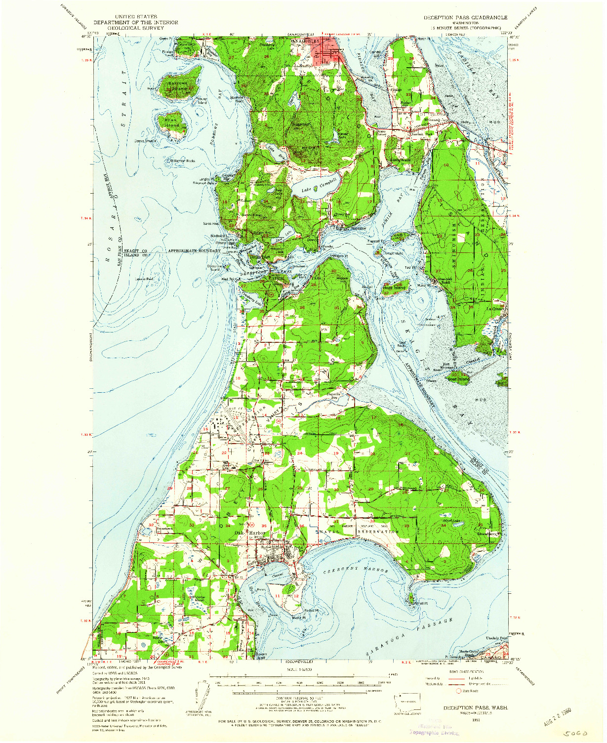 USGS 1:62500-SCALE QUADRANGLE FOR DECEPTION PASS, WA 1951