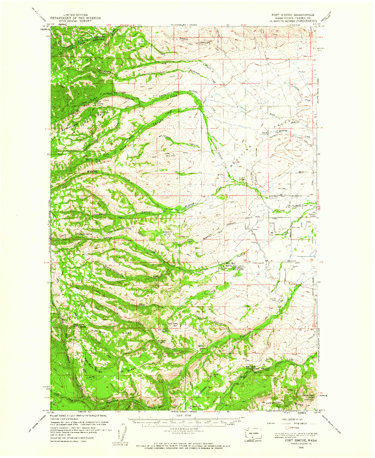 USGS 1:62500-SCALE QUADRANGLE FOR FORT SIMCOE, WA 1958