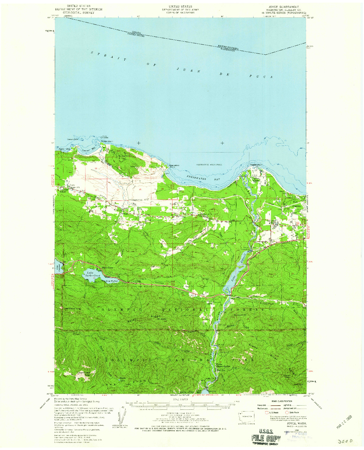 USGS 1:62500-SCALE QUADRANGLE FOR JOYCE, WA 1950