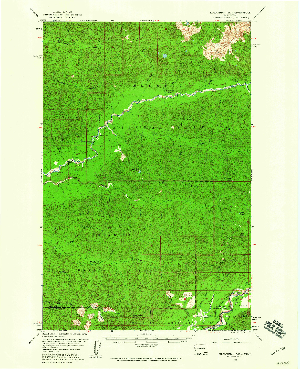 USGS 1:62500-SCALE QUADRANGLE FOR KLOOCHMAN ROCK, WA 1956