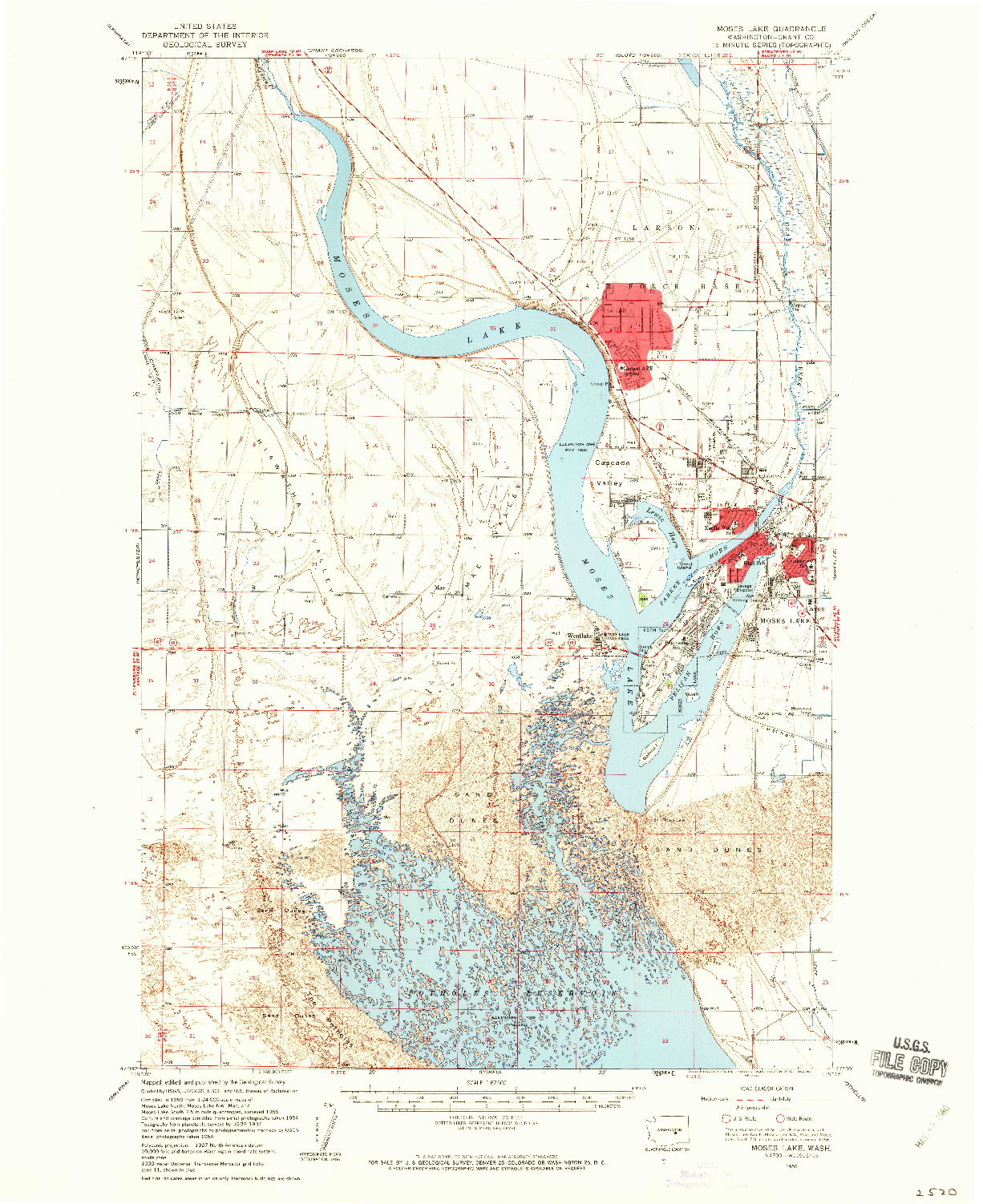 USGS 1:62500-SCALE QUADRANGLE FOR MOSES LAKE, WA 1956