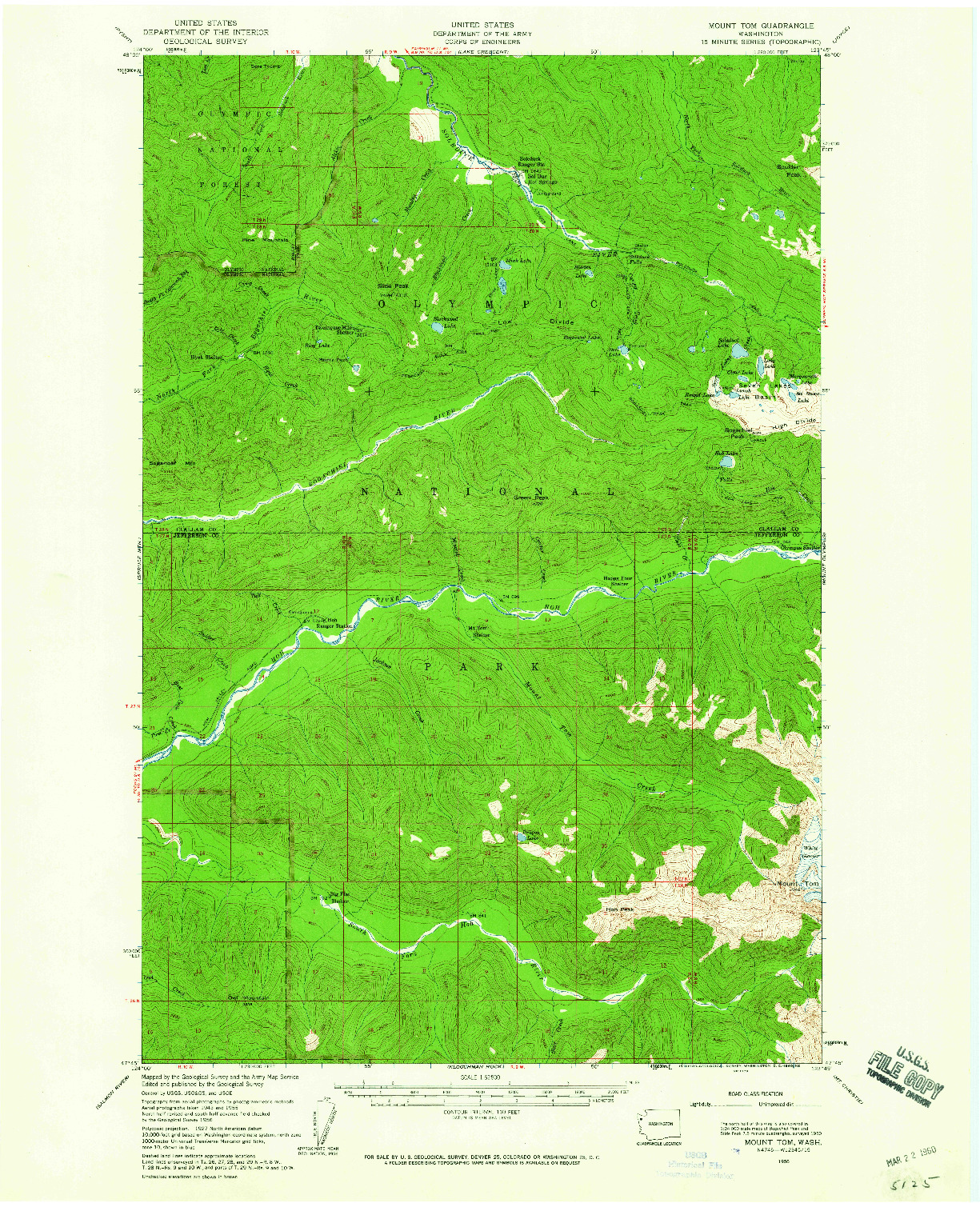 USGS 1:62500-SCALE QUADRANGLE FOR MOUNT TOM, WA 1956