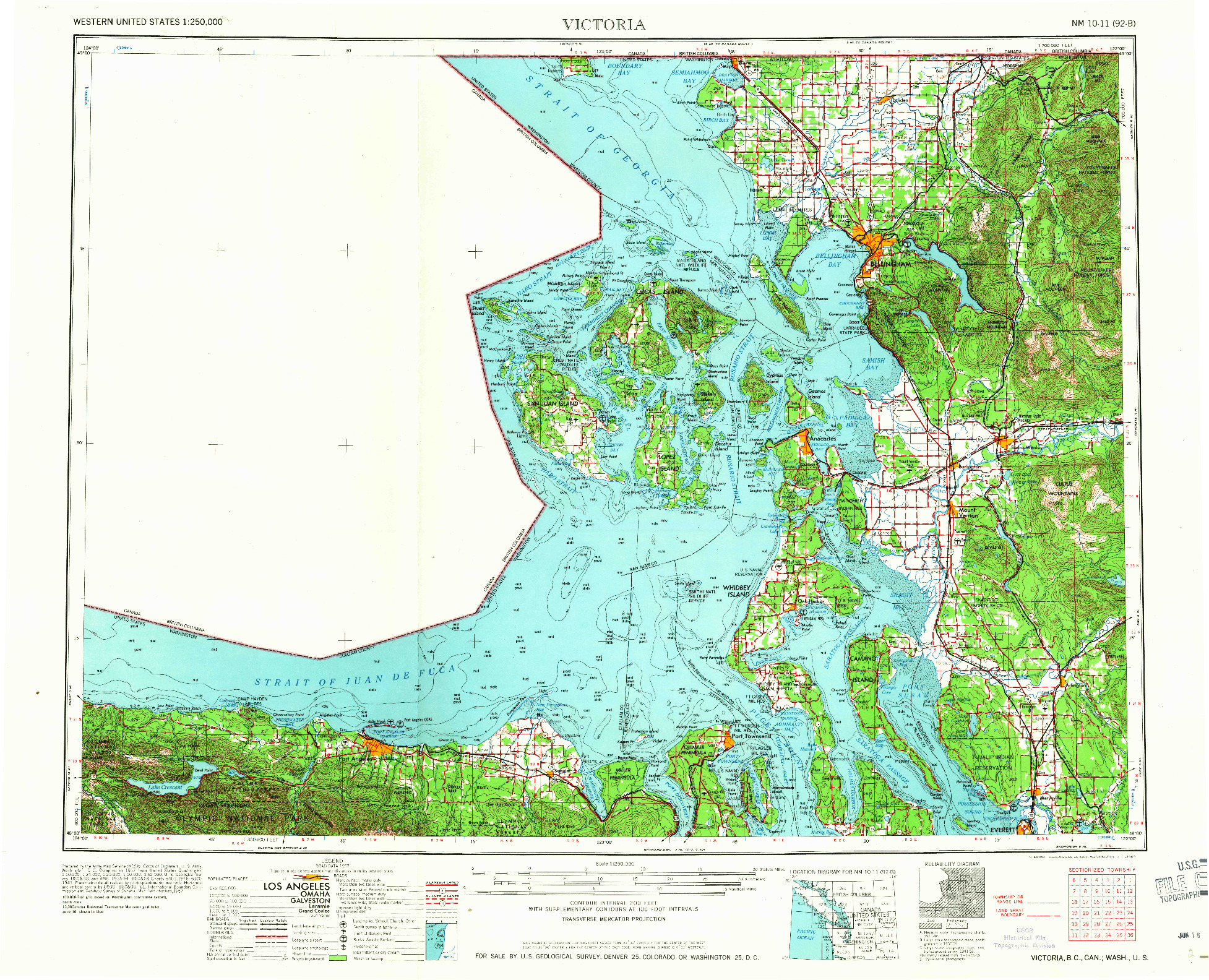 USGS 1:250000-SCALE QUADRANGLE FOR VICTORIA, WA 1957