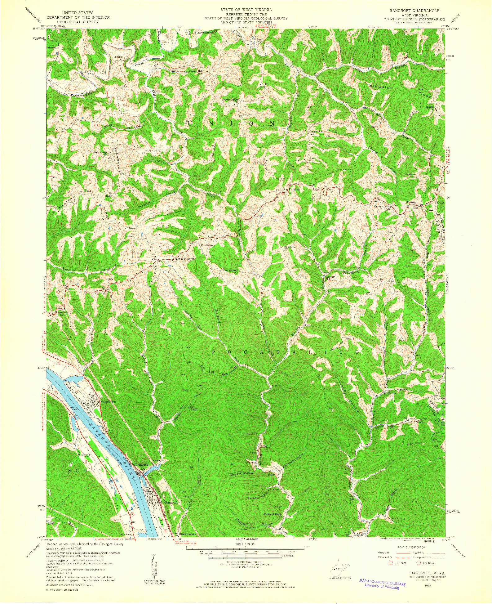 USGS 1:24000-SCALE QUADRANGLE FOR BANCROFT, WV 1958