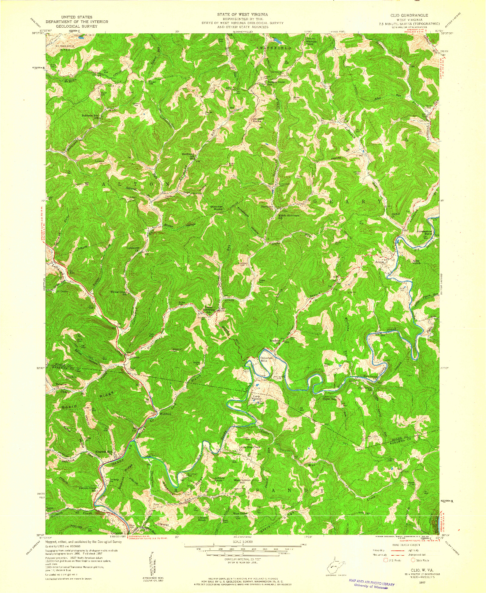 USGS 1:24000-SCALE QUADRANGLE FOR CLIO, WV 1957