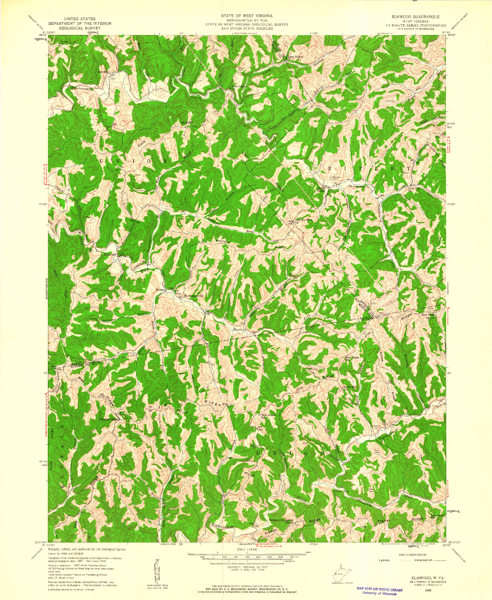 USGS 1:24000-SCALE QUADRANGLE FOR ELMWOOD, WV 1958