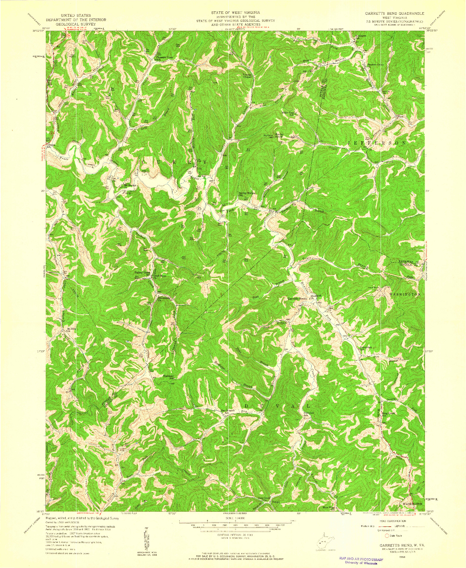 USGS 1:24000-SCALE QUADRANGLE FOR GARRETTS BEND, WV 1958