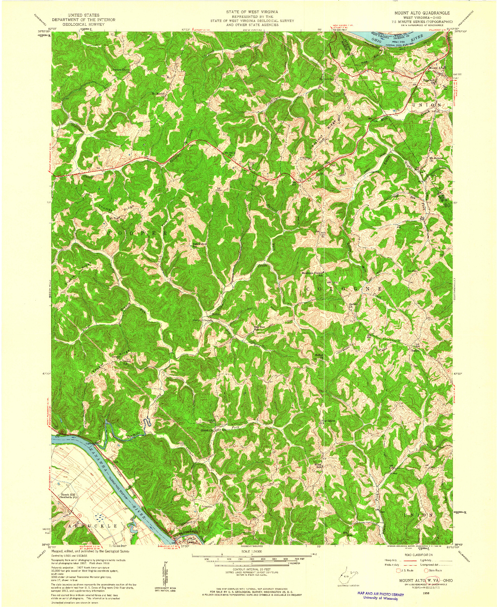 USGS 1:24000-SCALE QUADRANGLE FOR MOUNT ALTO, WV 1958