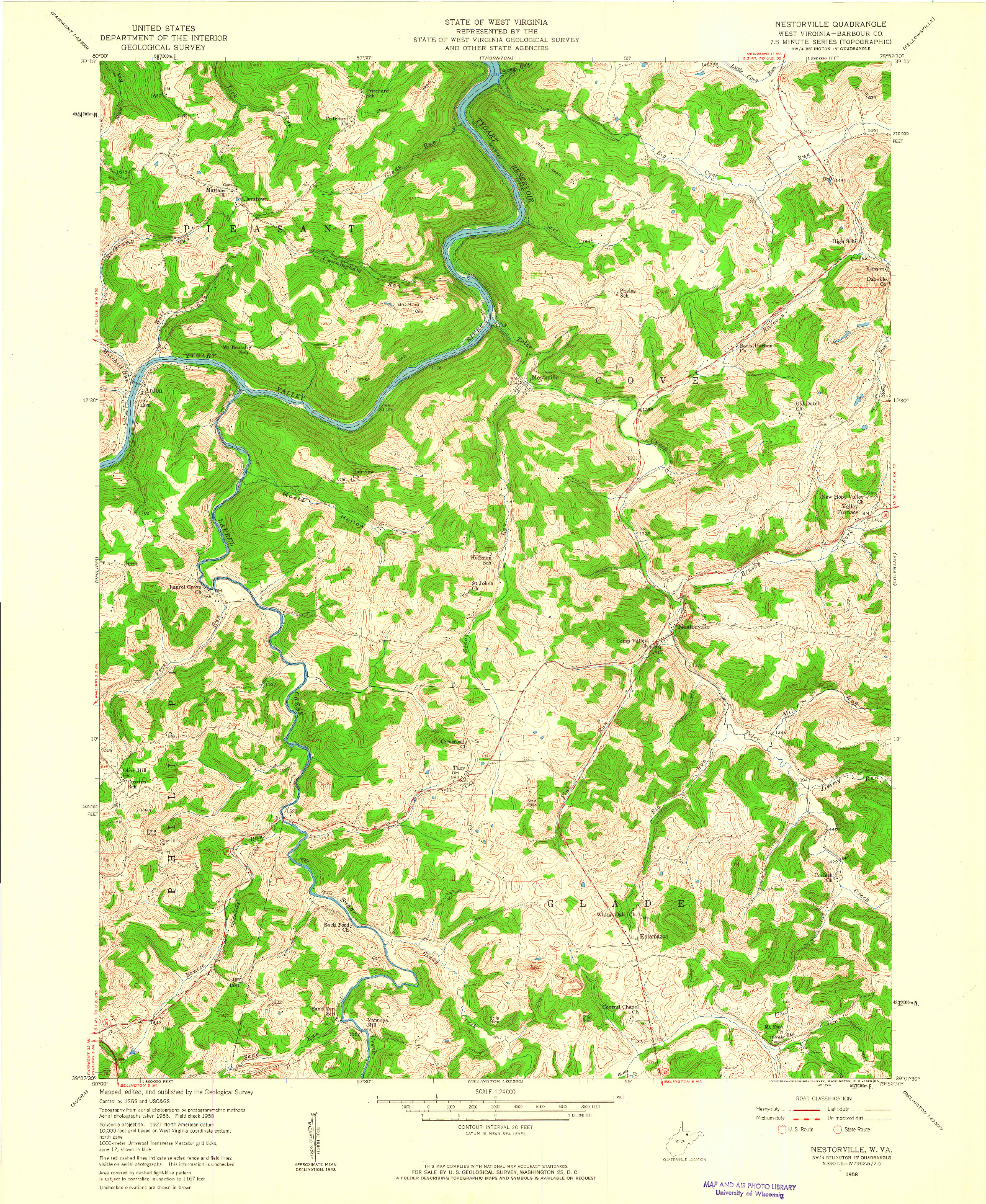 USGS 1:24000-SCALE QUADRANGLE FOR NESTORVILLE, WV 1958