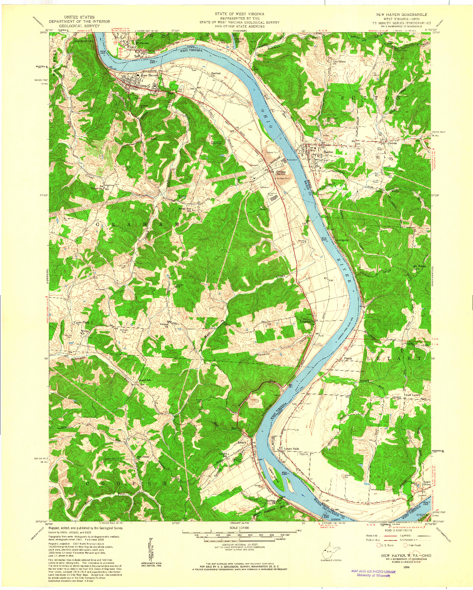 USGS 1:24000-SCALE QUADRANGLE FOR NEW HAVEN, WV 1958