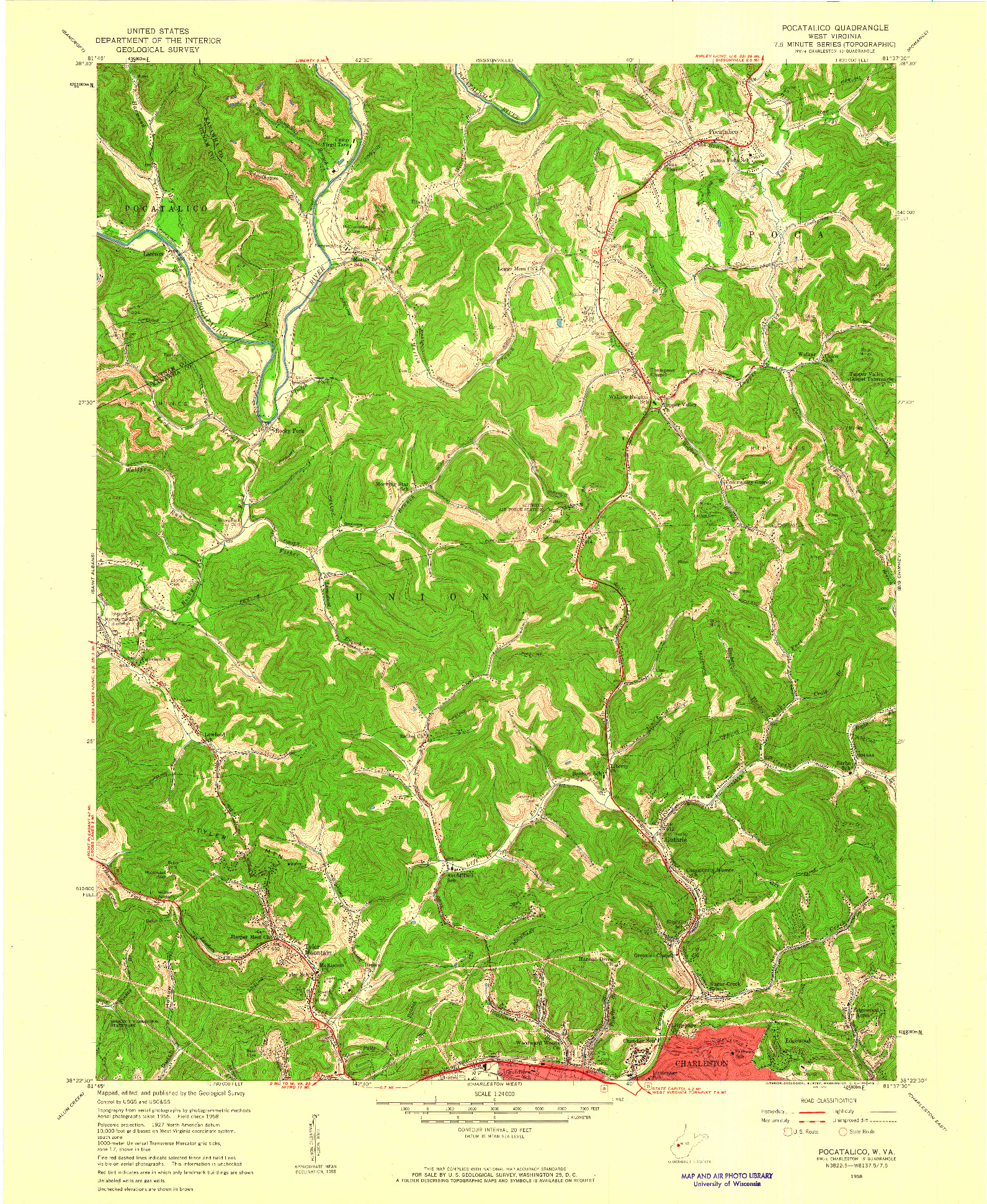 USGS 1:24000-SCALE QUADRANGLE FOR POCATALICO, WV 1958