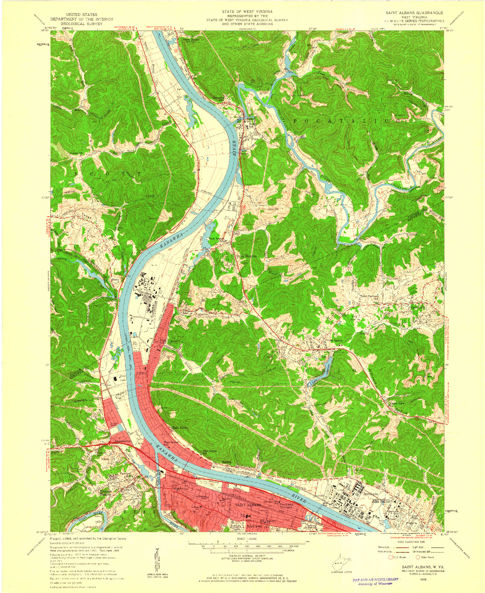 USGS 1:24000-SCALE QUADRANGLE FOR SAINT ALBANS, WV 1958