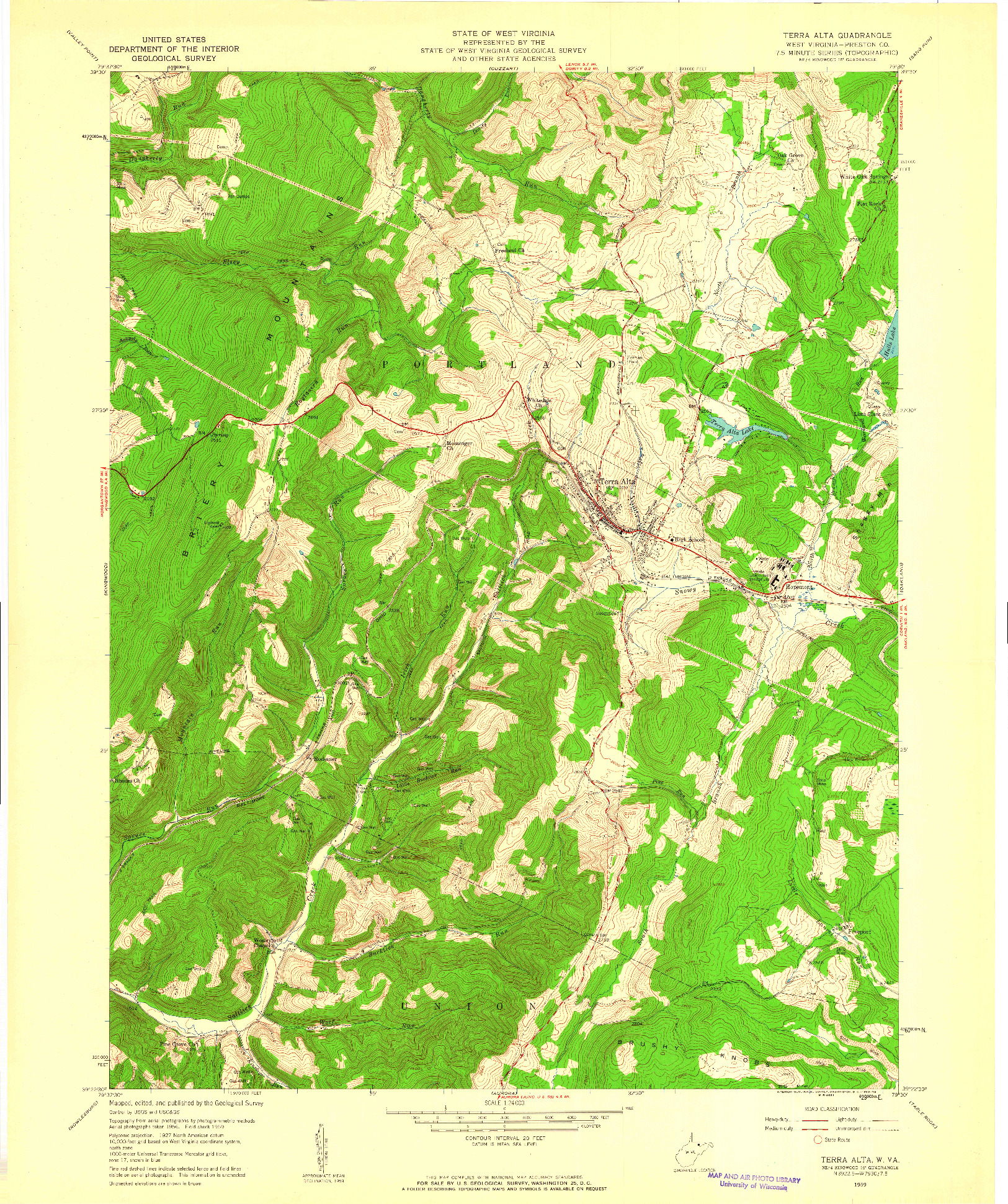 USGS 1:24000-SCALE QUADRANGLE FOR TERRA ALTA, WV 1959