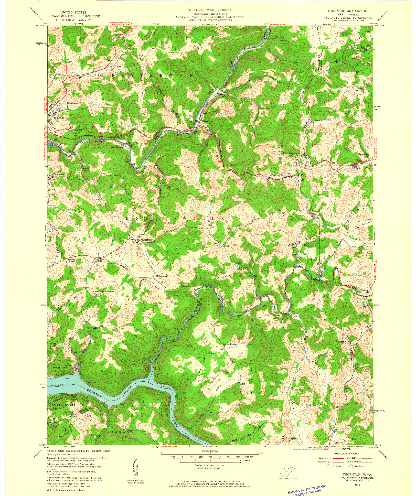 USGS 1:24000-SCALE QUADRANGLE FOR THORNTON, WV 1958