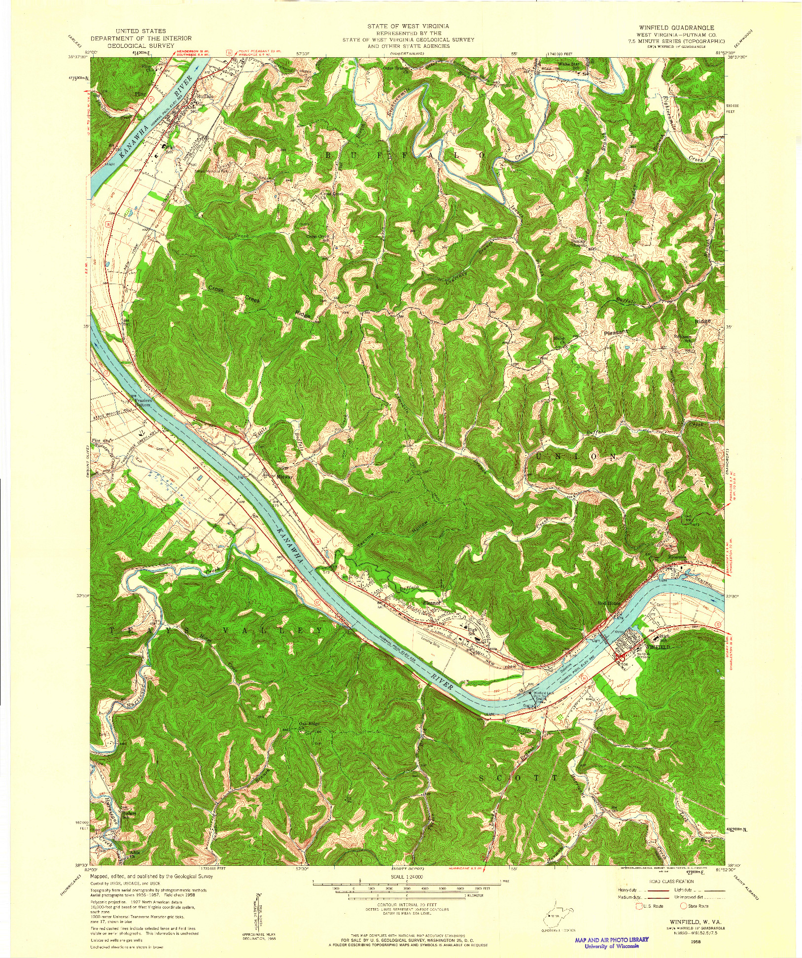 USGS 1:24000-SCALE QUADRANGLE FOR WINFIELD, WV 1958