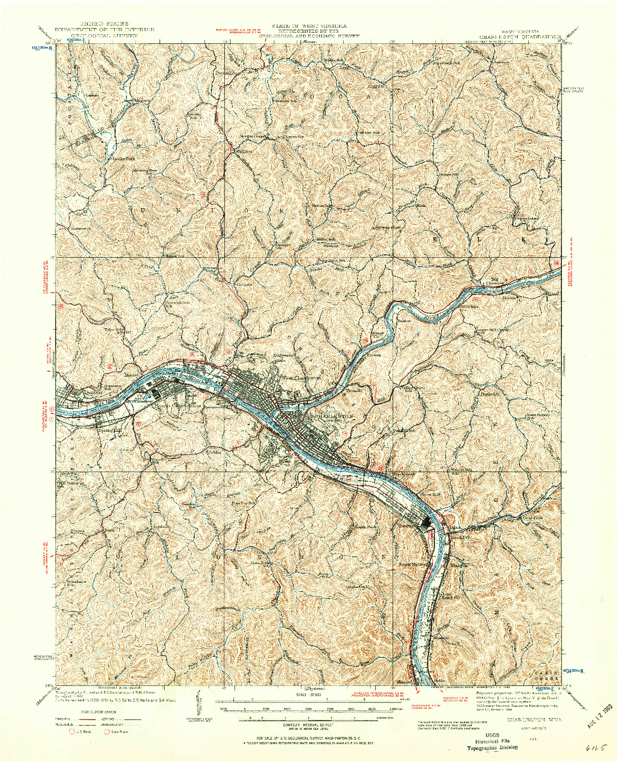 USGS 1:62500-SCALE QUADRANGLE FOR CHARLESTON, WV 1931