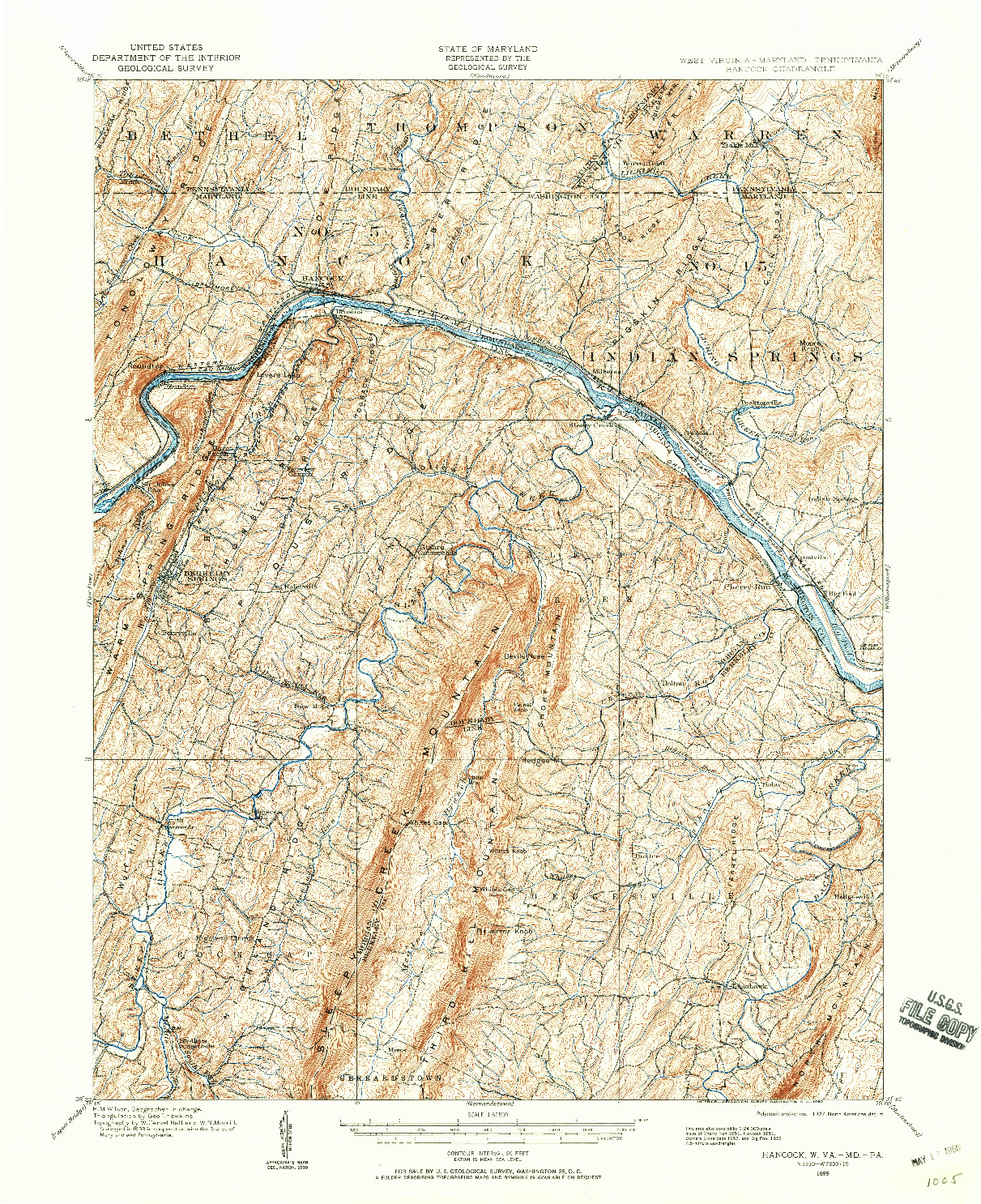 USGS 1:62500-SCALE QUADRANGLE FOR HANCOCK, WV 1899