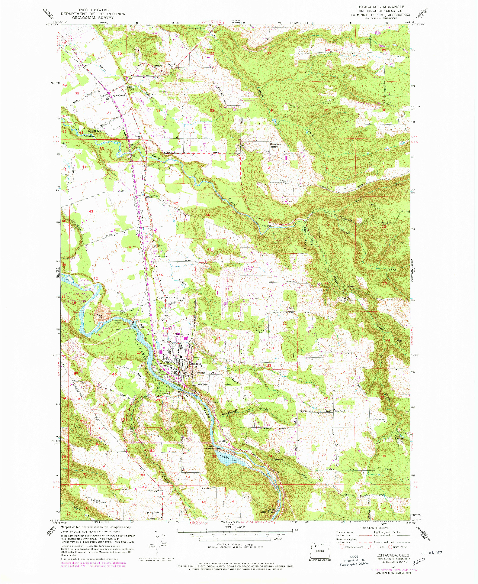 USGS 1:24000-SCALE QUADRANGLE FOR ESTACADA, OR 1960