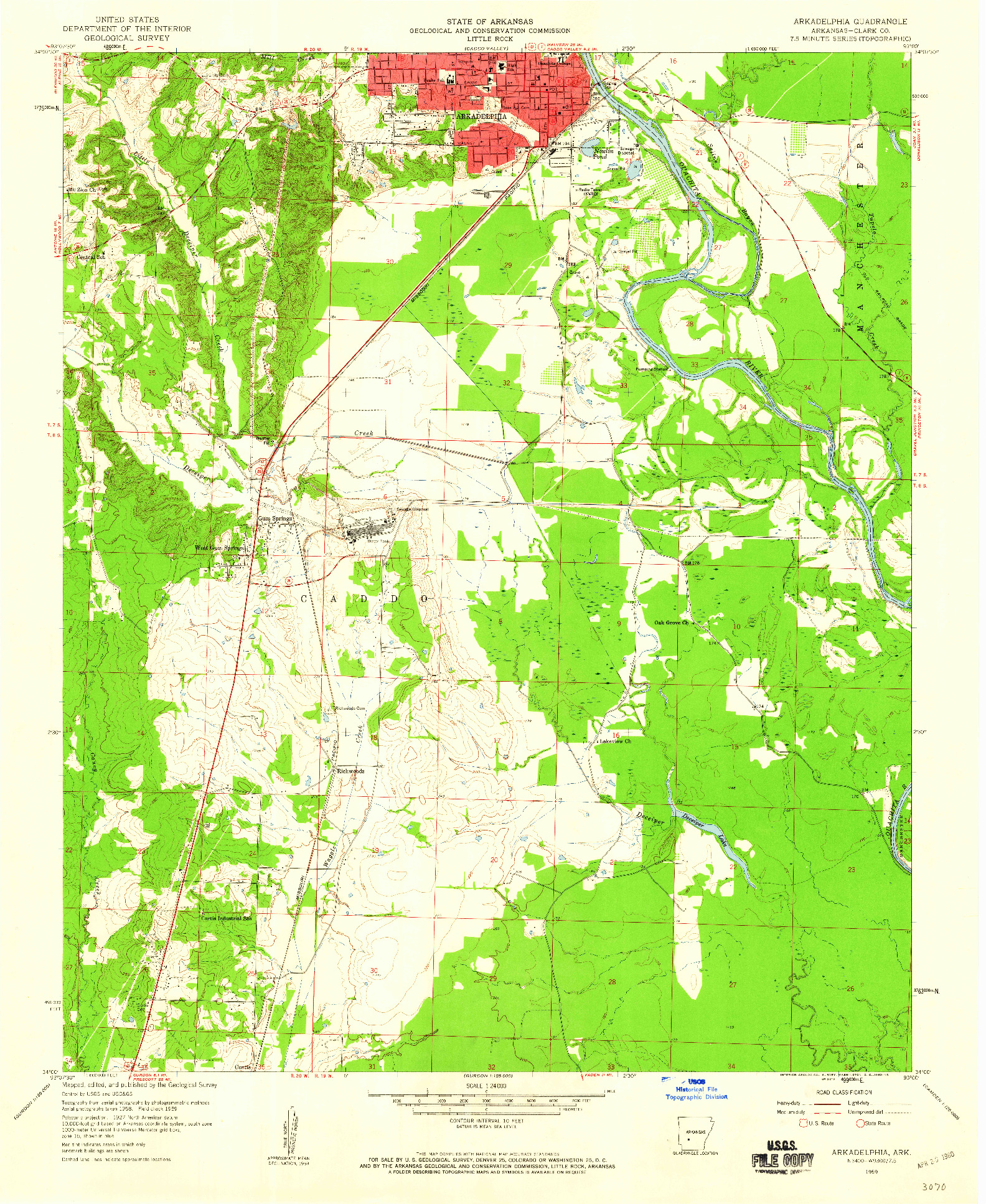 USGS 1:24000-SCALE QUADRANGLE FOR ARKADELPHIA, AR 1959