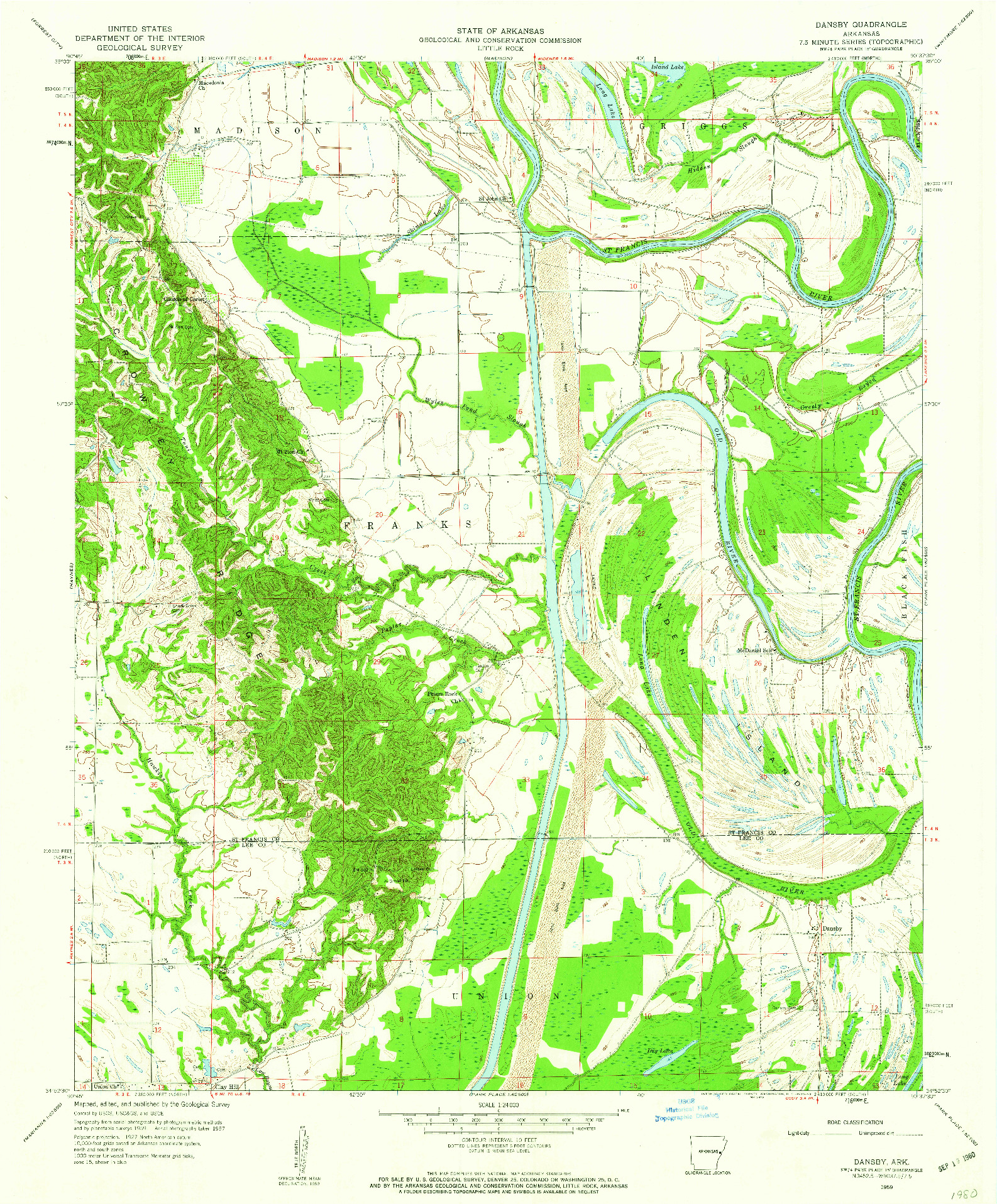 USGS 1:24000-SCALE QUADRANGLE FOR DANSBY, AR 1959