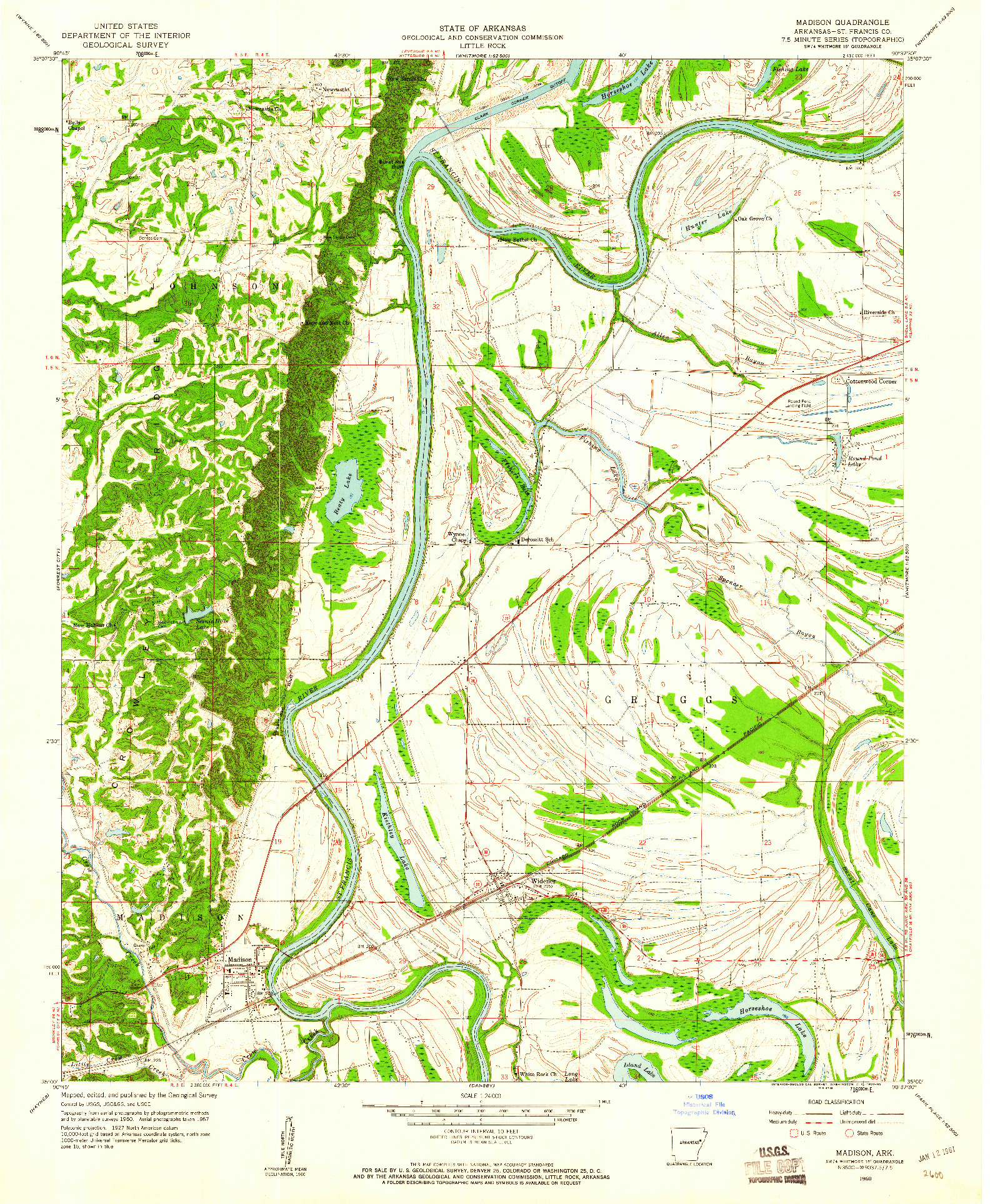 USGS 1:24000-SCALE QUADRANGLE FOR MADISON, AR 1960