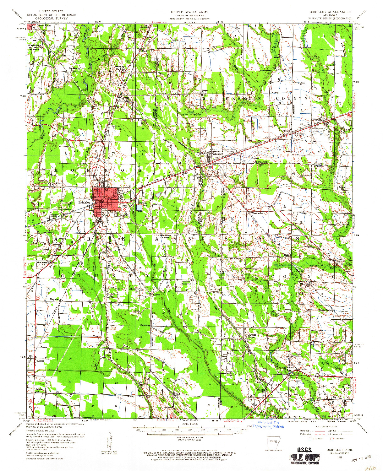 USGS 1:62500-SCALE QUADRANGLE FOR BRINKLEY, AR 1958