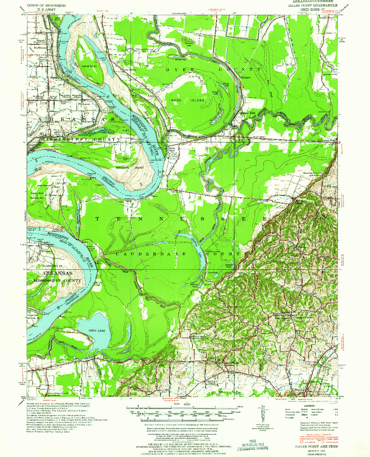 USGS 1:62500-SCALE QUADRANGLE FOR HALES POINT, AR 1952