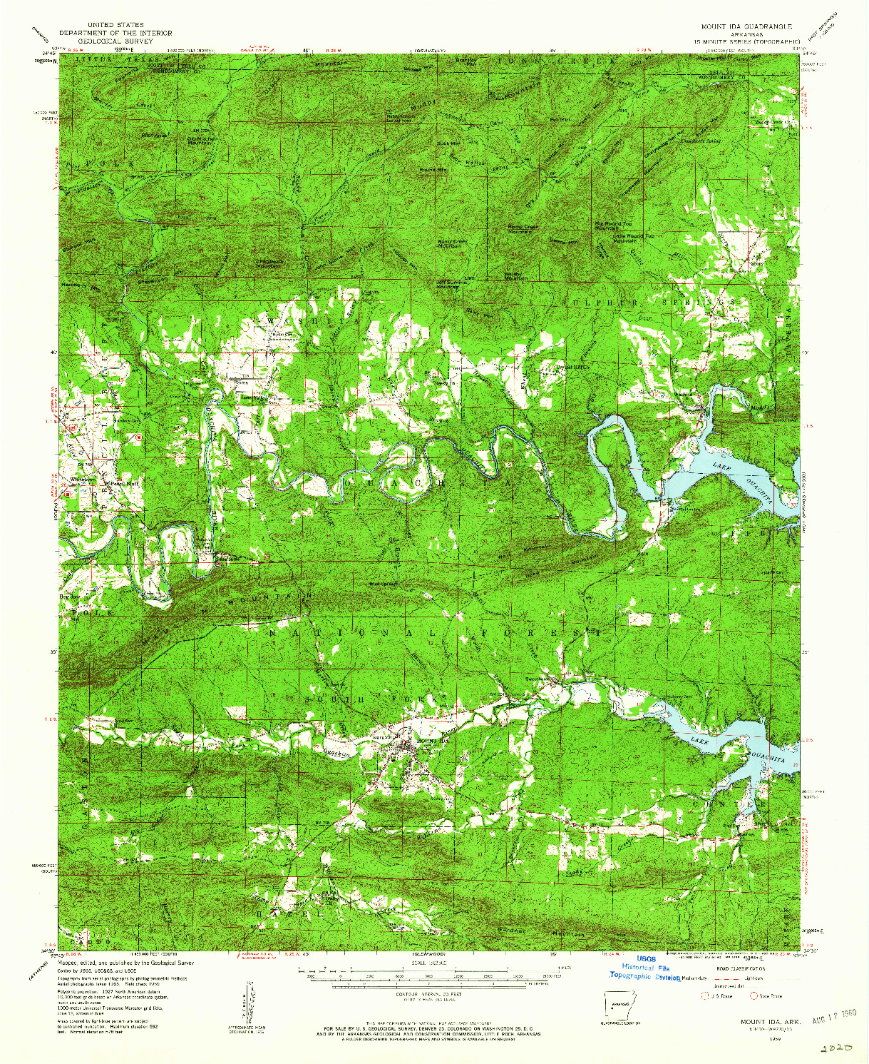 USGS 1:62500-SCALE QUADRANGLE FOR MOUNT IDA, AR 1959