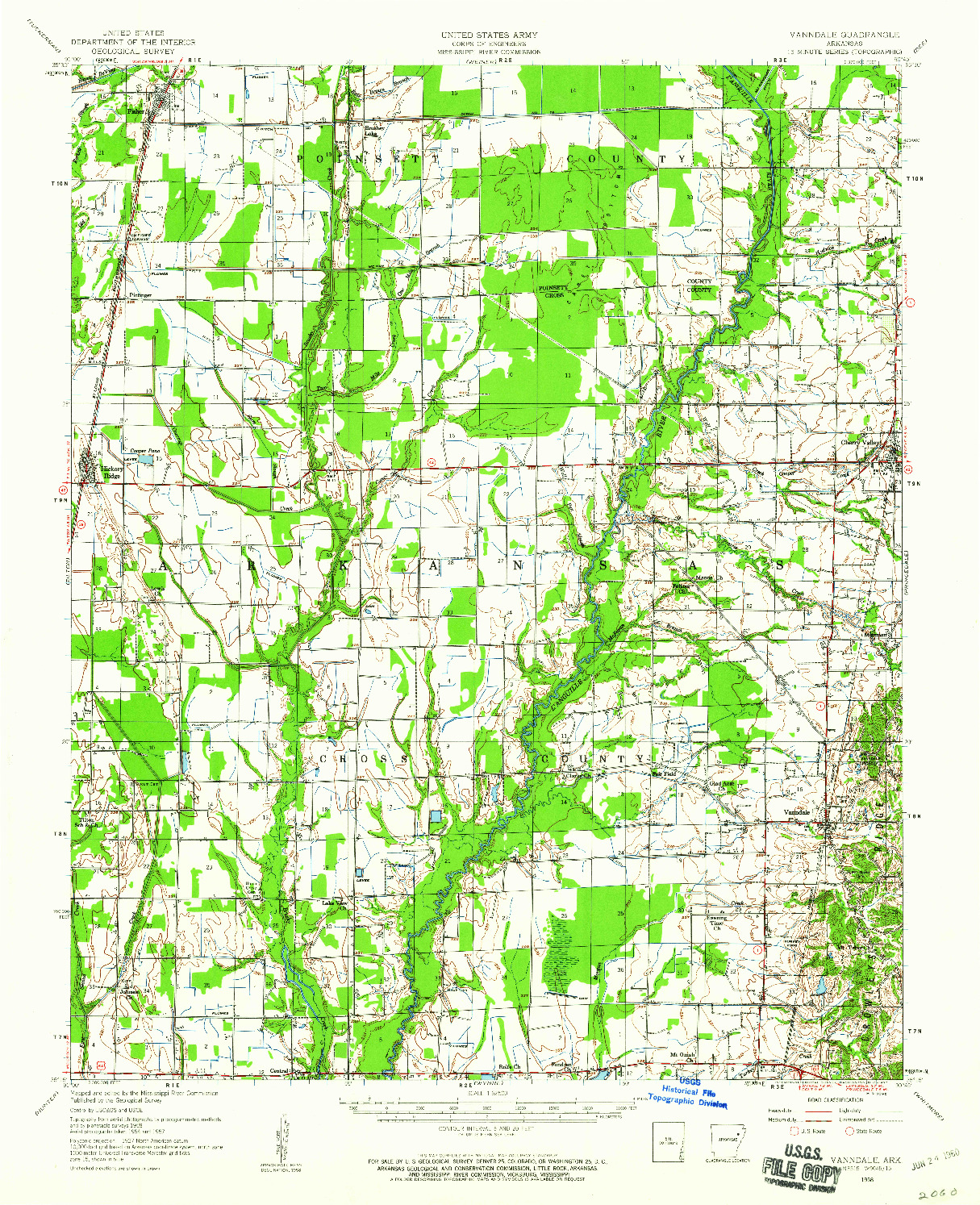 USGS 1:62500-SCALE QUADRANGLE FOR VANNDALE, AR 1958