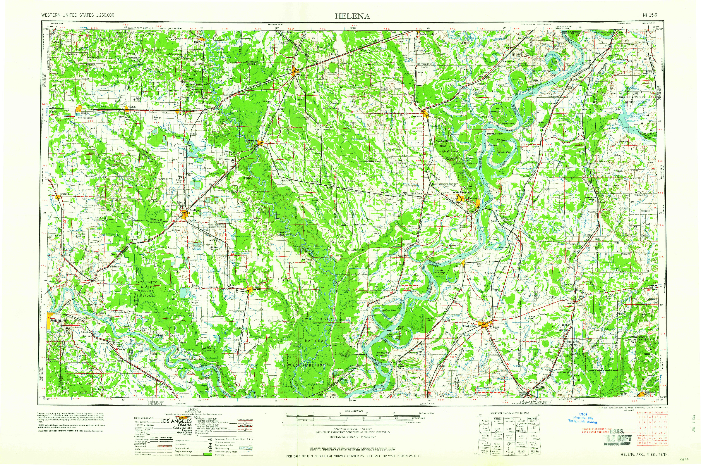 USGS 1:250000-SCALE QUADRANGLE FOR HELENA, AR 1960