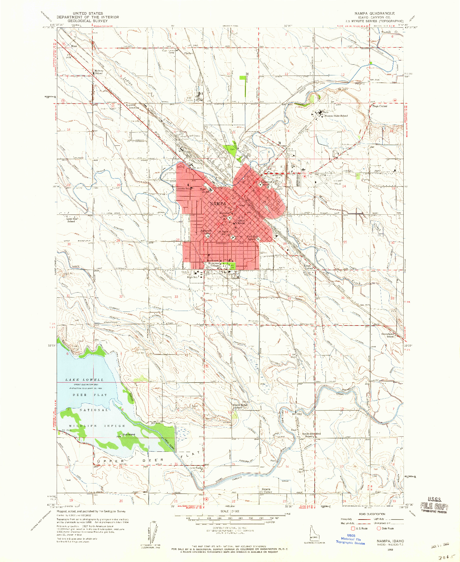 USGS 1:24000-SCALE QUADRANGLE FOR NAMPA, ID 1958