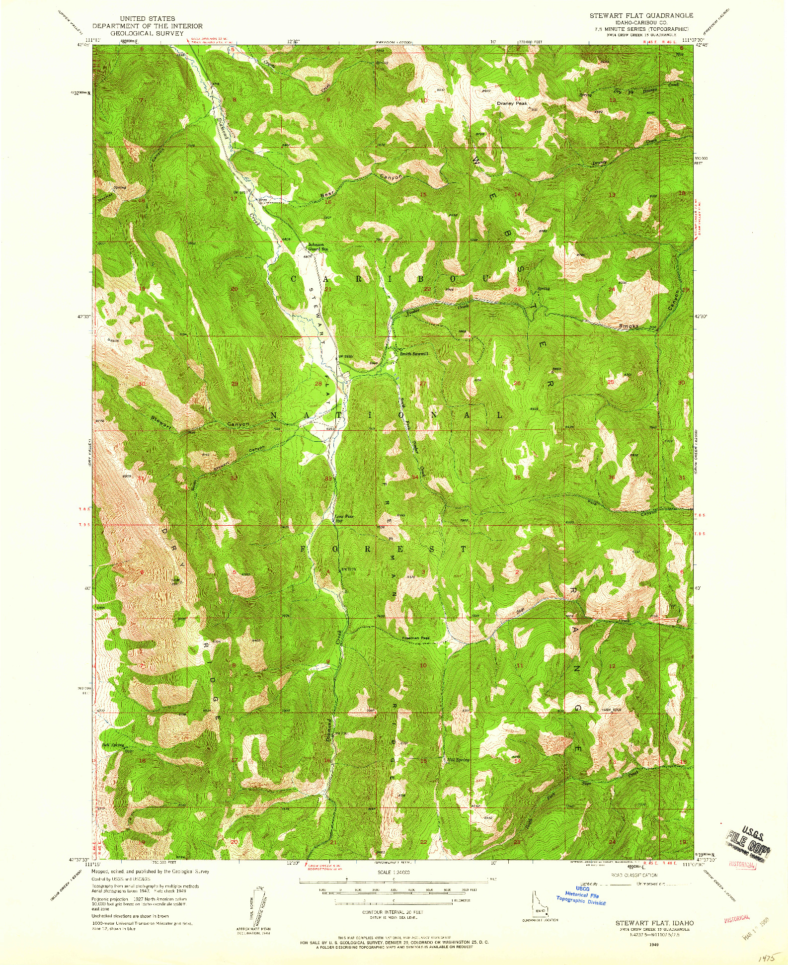 USGS 1:24000-SCALE QUADRANGLE FOR STEWART FLAT, ID 1949