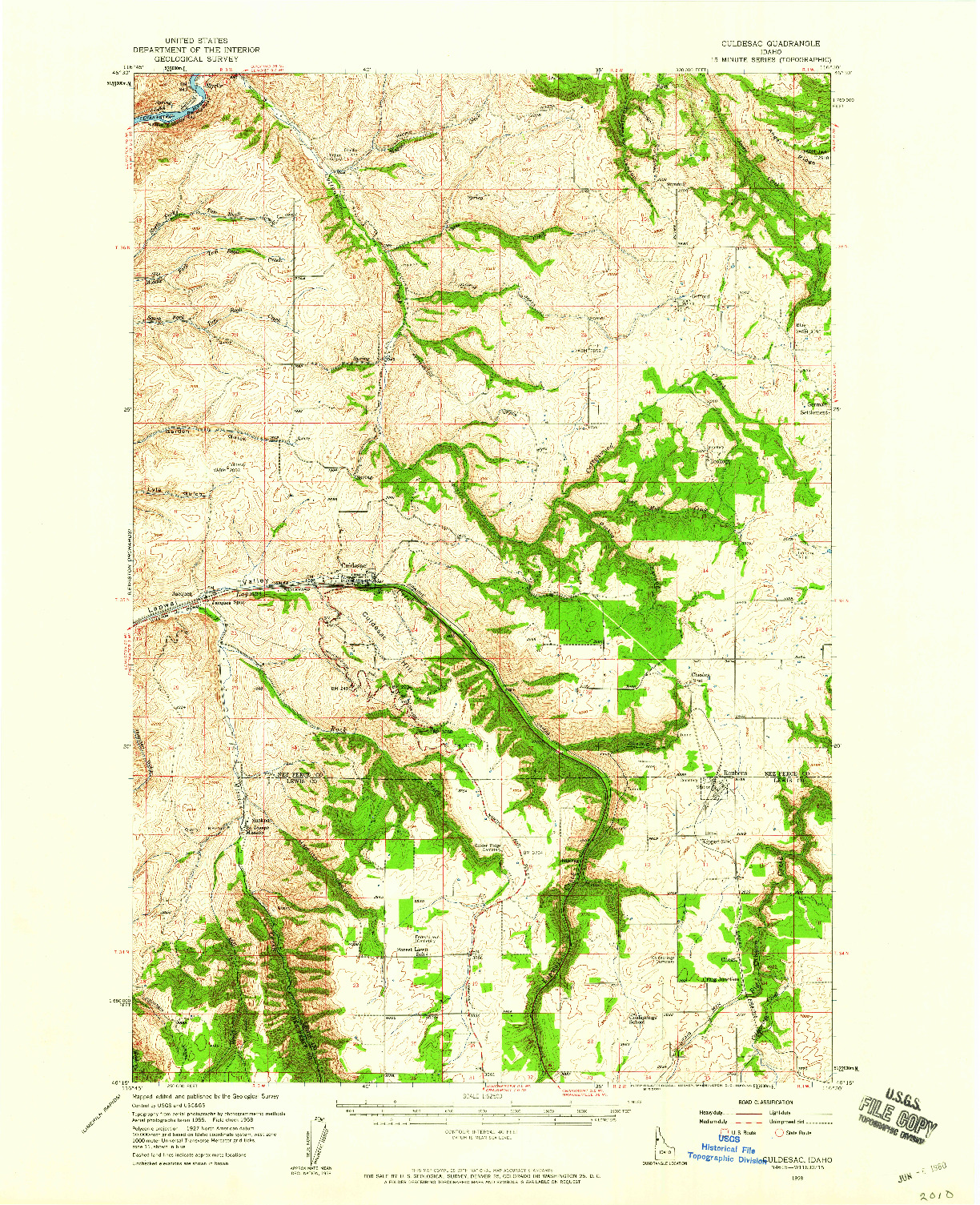 USGS 1:62500-SCALE QUADRANGLE FOR CULDESAC, ID 1958
