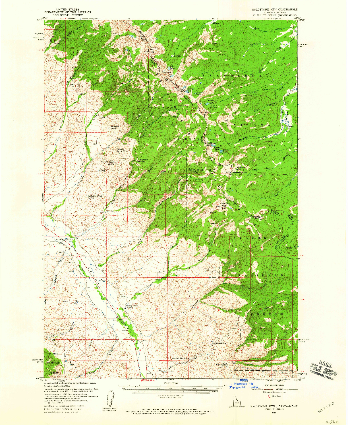 USGS 1:62500-SCALE QUADRANGLE FOR GOLDSTONE MTN, ID 1956