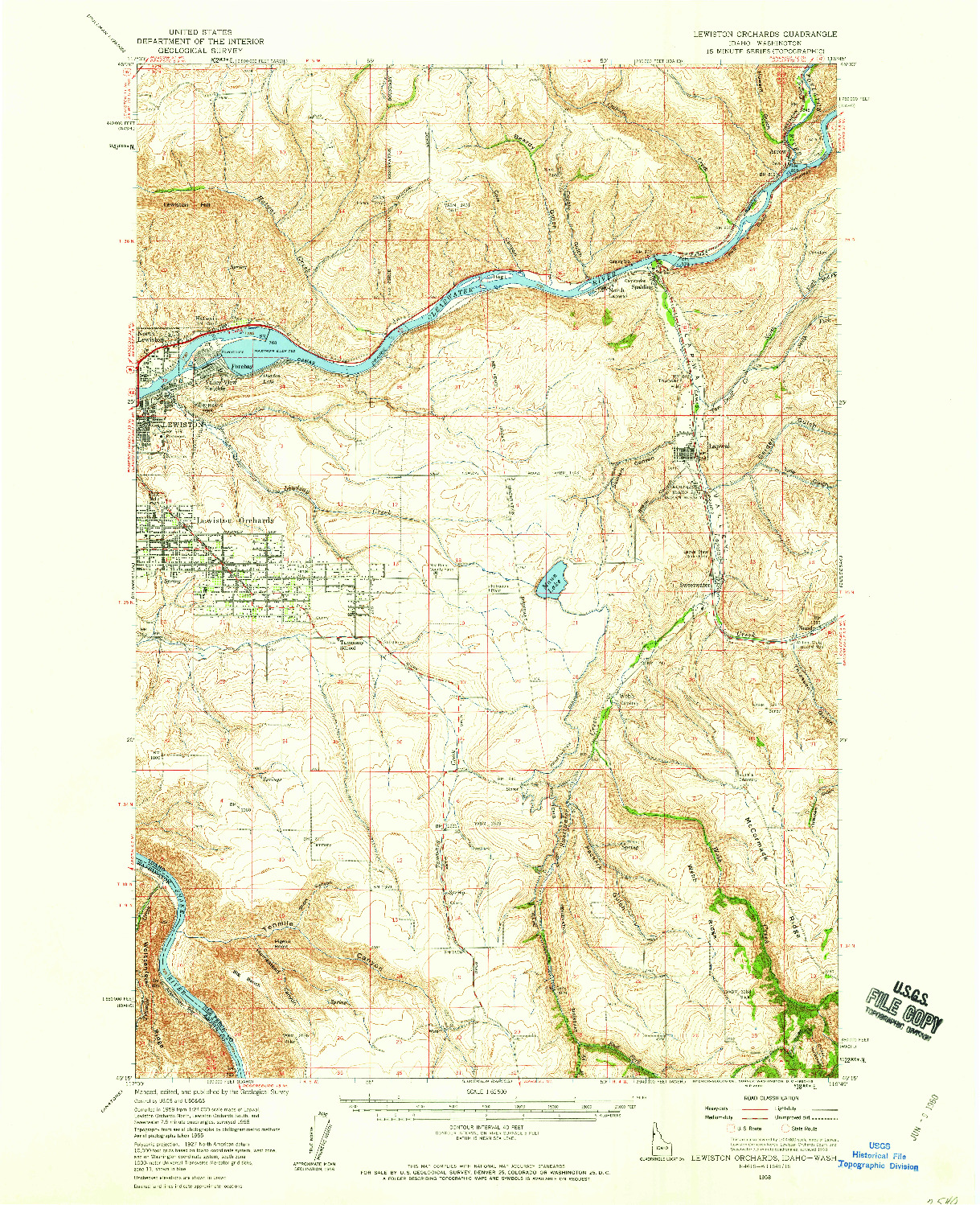 USGS 1:62500-SCALE QUADRANGLE FOR LEWISTON ORCHARDS, ID 1958