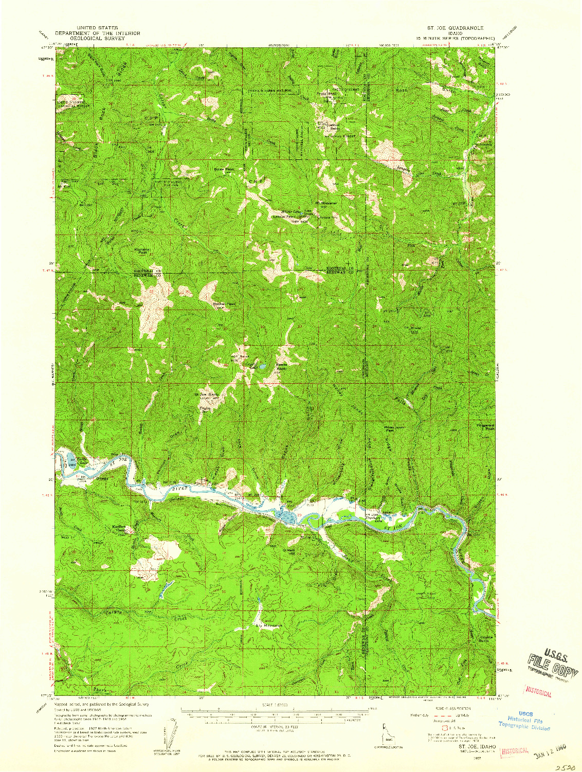 USGS 1:62500-SCALE QUADRANGLE FOR ST. JOE, ID 1957