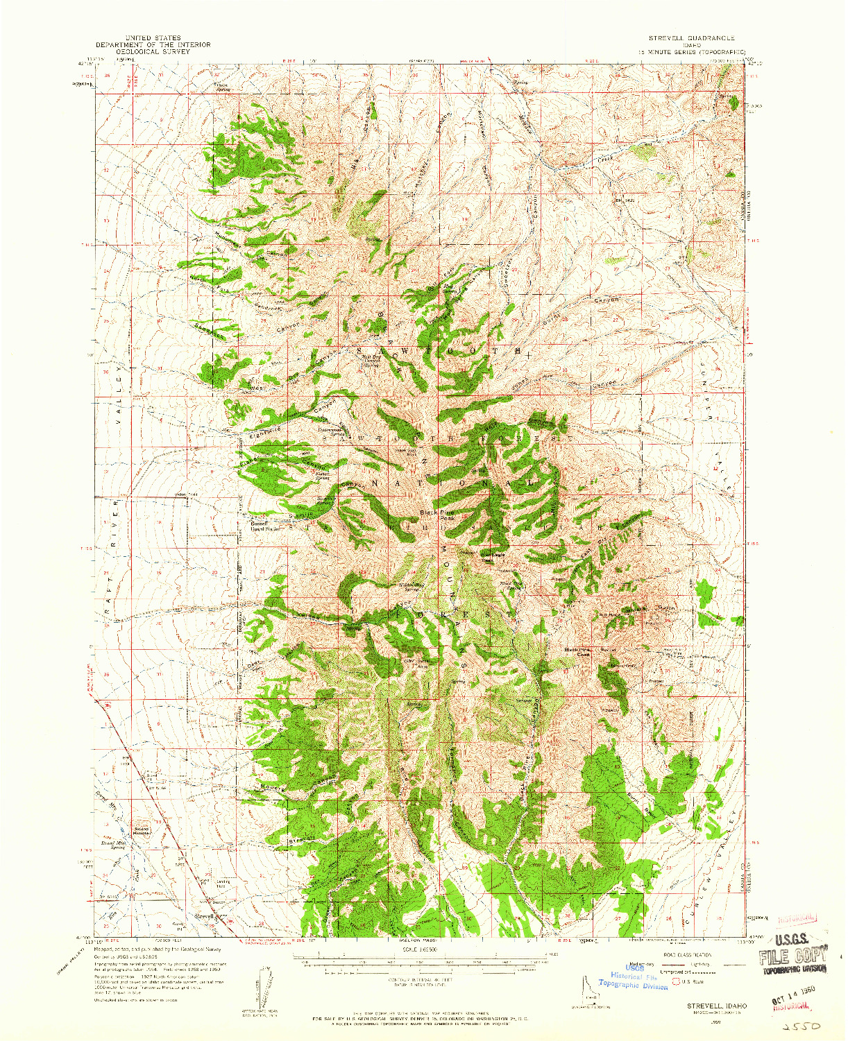 USGS 1:62500-SCALE QUADRANGLE FOR STREVELL, ID 1959