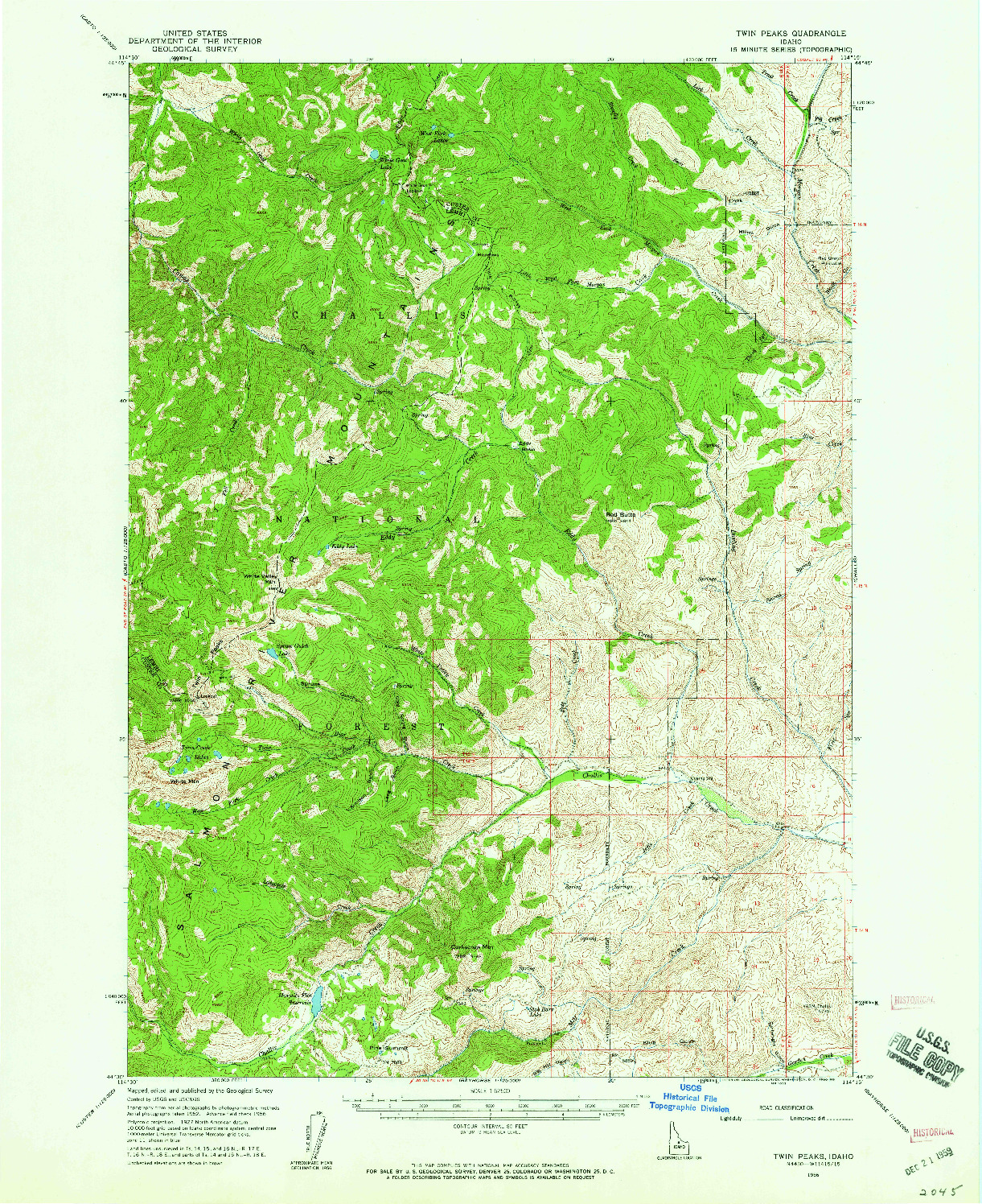 USGS 1:62500-SCALE QUADRANGLE FOR TWIN PEAKS, ID 1956