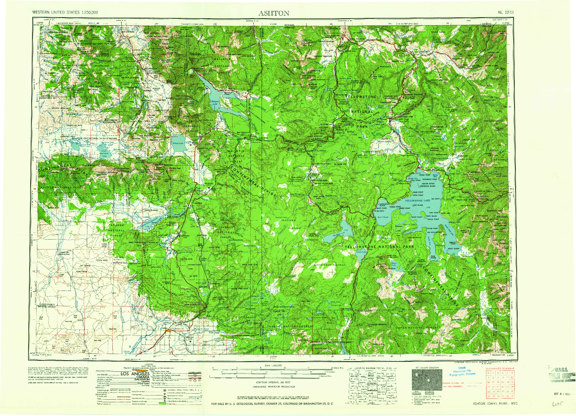 USGS 1:250000-SCALE QUADRANGLE FOR ASHTON, ID 1960