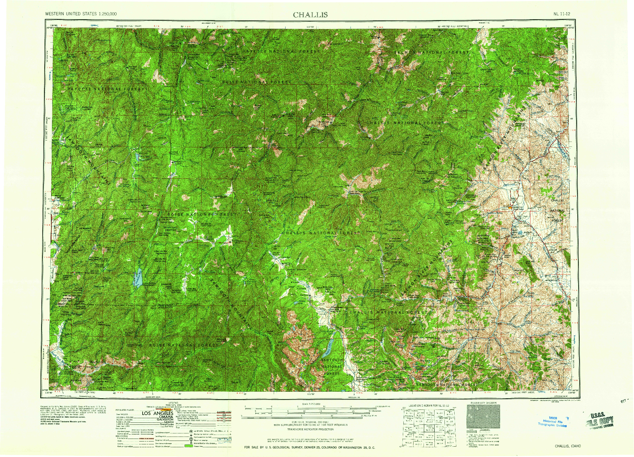 USGS 1:250000-SCALE QUADRANGLE FOR CHALLIS, ID 1960