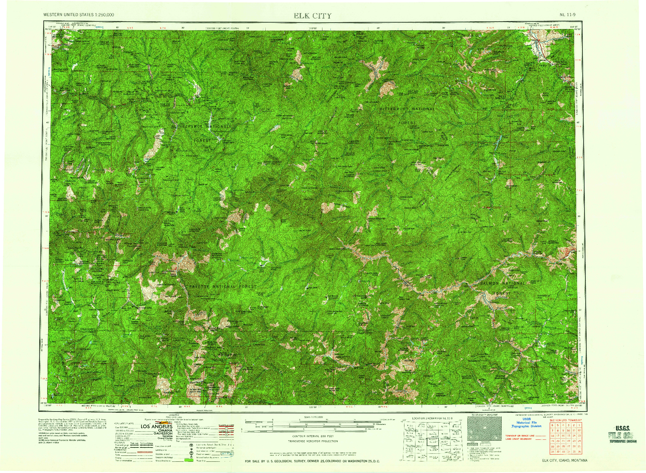 USGS 1:250000-SCALE QUADRANGLE FOR ELK CITY, ID 1960